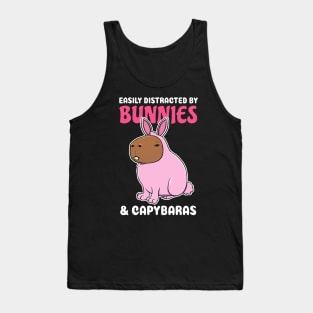 Easily Distracted by Bunnies and Capybaras Cartoon Tank Top